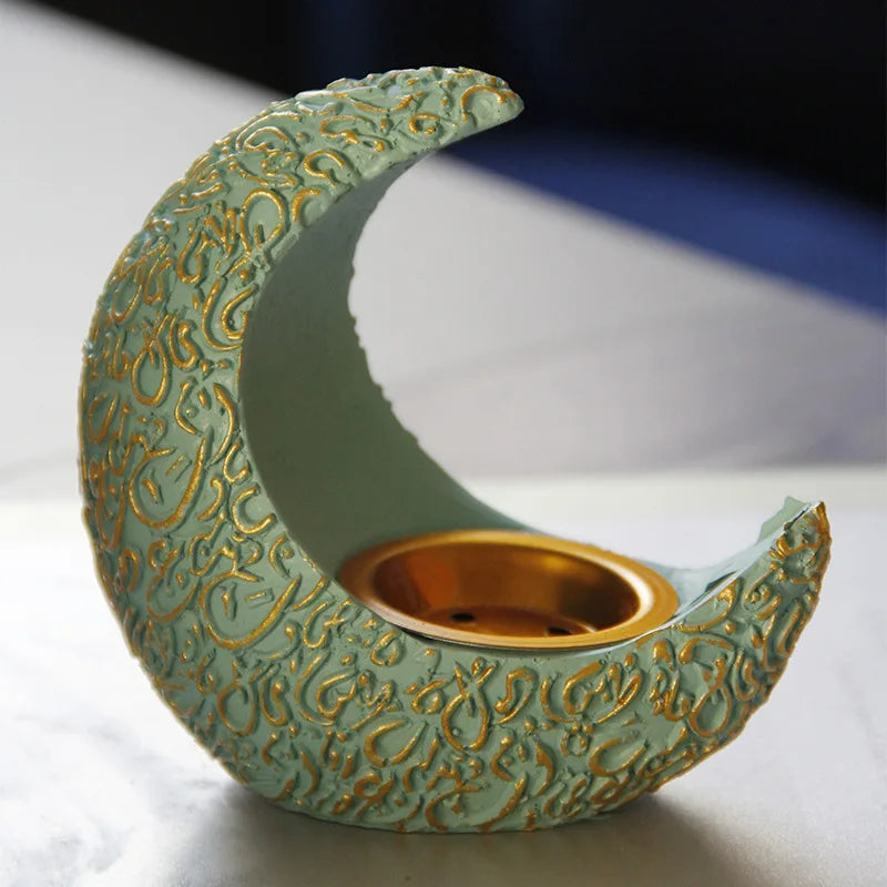 10CM Ramadan Bright Crescent Resin Incense Burner - Your Ritual Hub 