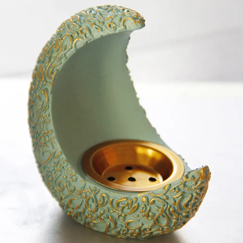 10CM Ramadan Bright Crescent Resin Incense Burner - Your Ritual Hub 