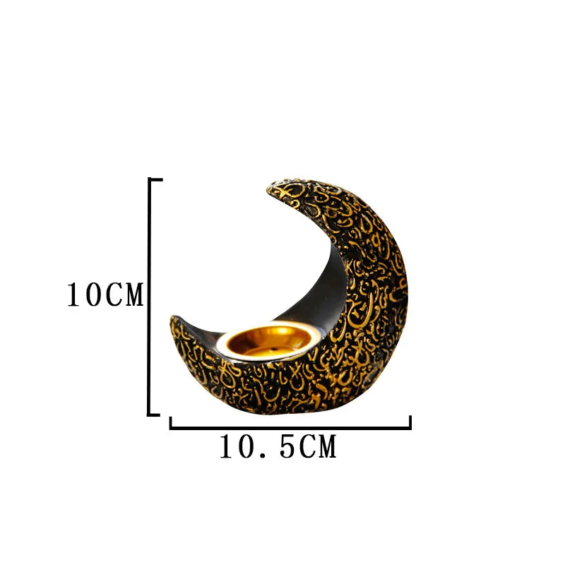 10CM Ramadan Bright Crescent Resin Incense Burner - Your Ritual Hub 