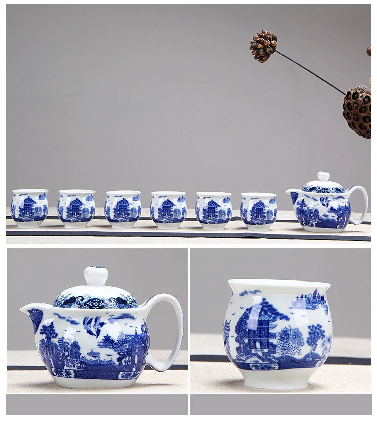 Chinese Ceramic Tea Set Kung Fu Porcelain Tea Cup Pot Set