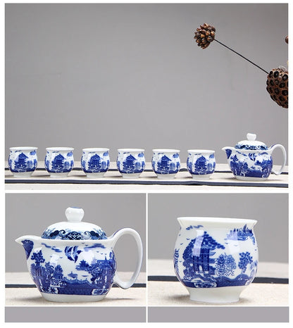 Chinese Ceramic Tea Set Kung Fu Porcelain Tea Cup Pot Set
