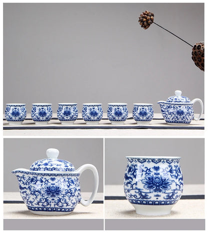 Chinese Ceramic Tea Set Kung Fu Porcelain Tea Cup Pot Set