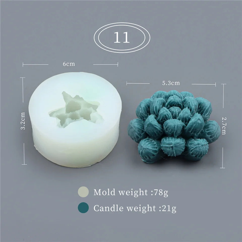 17 Styles Succulent Plants Silicone Candle Mold Eucalyptus Decorating Tools Wax 3D DIY - Your Ritual Hub 