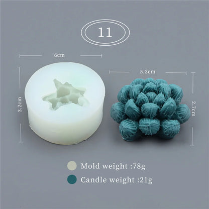 17 Styles Succulent Plants Silicone Candle Mold Eucalyptus Decorating Tools Wax 3D DIY