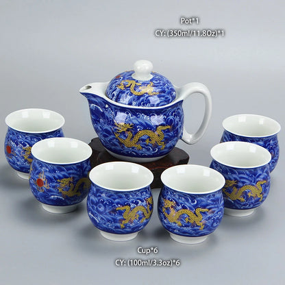 Chinese Ceramic Tea Set Kung Fu Porcelain Tea Cup Pot Set