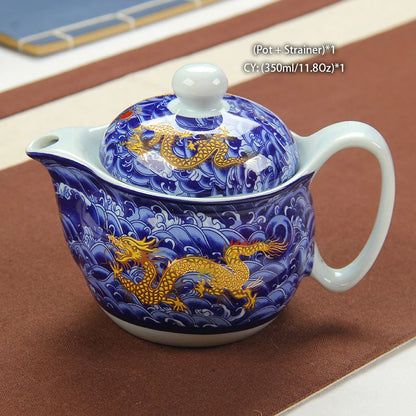 Chinese Ceramic Tea Set Kung Fu Porcelain Tea Cup Pot Set