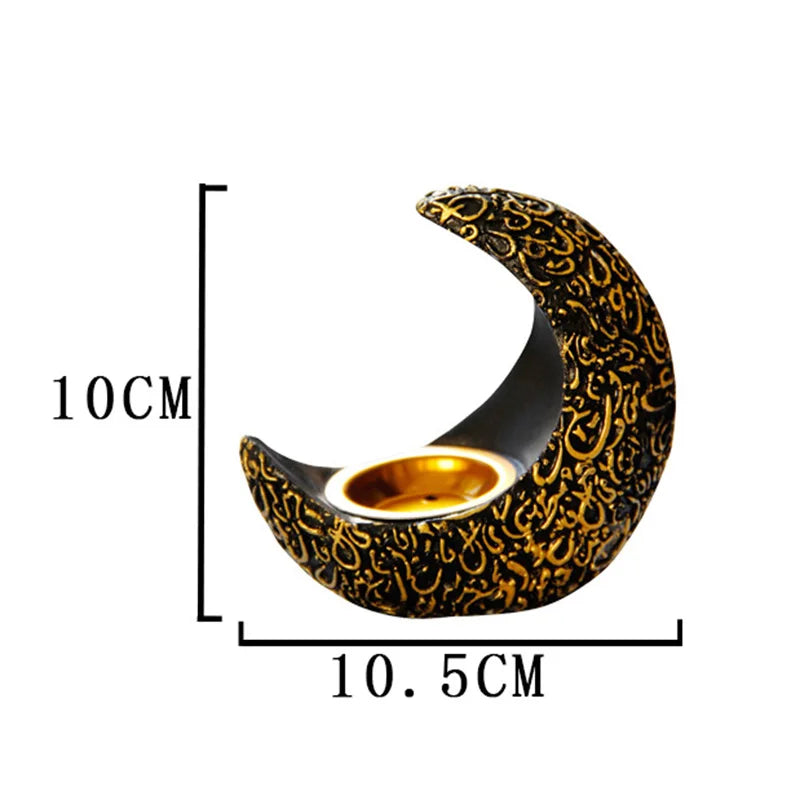 10CM Ramadan Bright Crescent Resin Incense Burner - Your Ritual Hub 