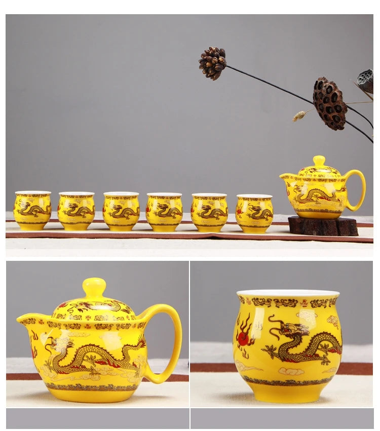 Chinese Ceramic Tea Set Kung Fu Porcelain Tea Cup Pot Set
