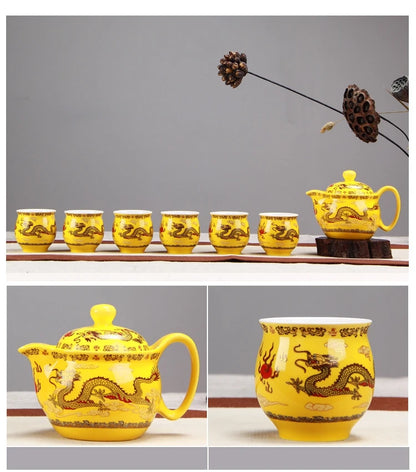 Chinese Ceramic Tea Set Kung Fu Porcelain Tea Cup Pot Set
