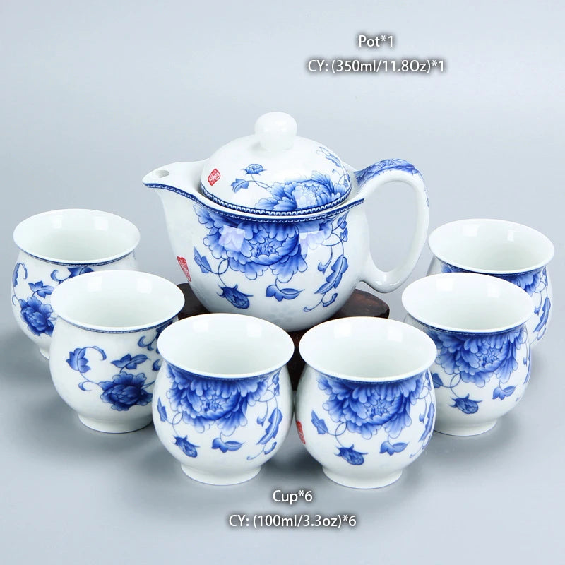 Chinese Ceramic Tea Set Kung Fu Porcelain Tea Cup Pot Set