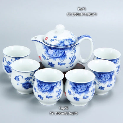 Chinese Ceramic Tea Set Kung Fu Porcelain Tea Cup Pot Set