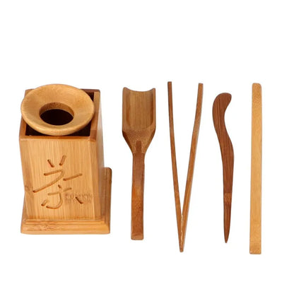 Handmade Kung Fu Tea Sets Vintage Puer Knife Spoon Tea Tools Set Tea Ceremony Utensils Chinese Bamboo Clip Strainer 6pc/set
