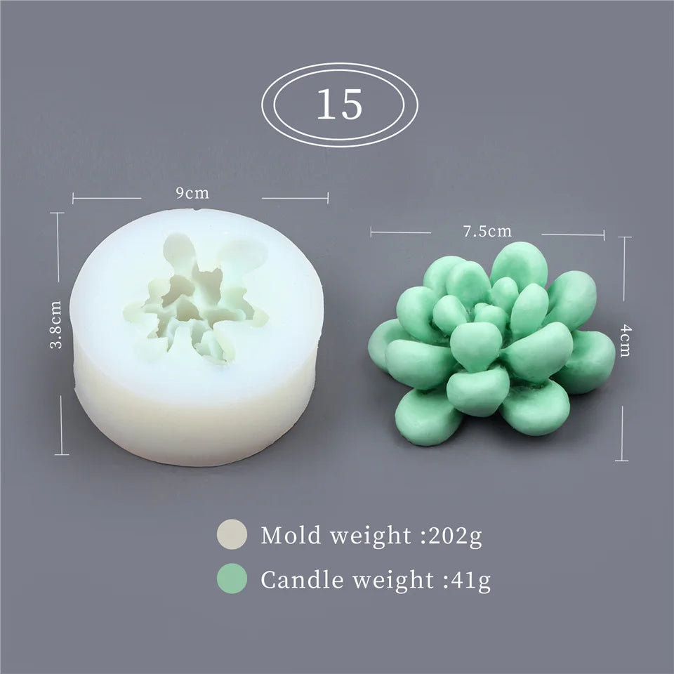 17 Styles Succulent Plants Silicone Candle Mold Eucalyptus Decorating Tools Wax 3D DIY - Your Ritual Hub 