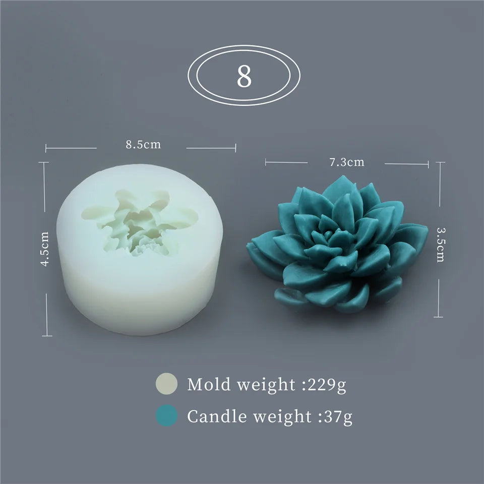 17 Styles Succulent Plants Silicone Candle Mold Eucalyptus Decorating Tools Wax 3D DIY - Your Ritual Hub 