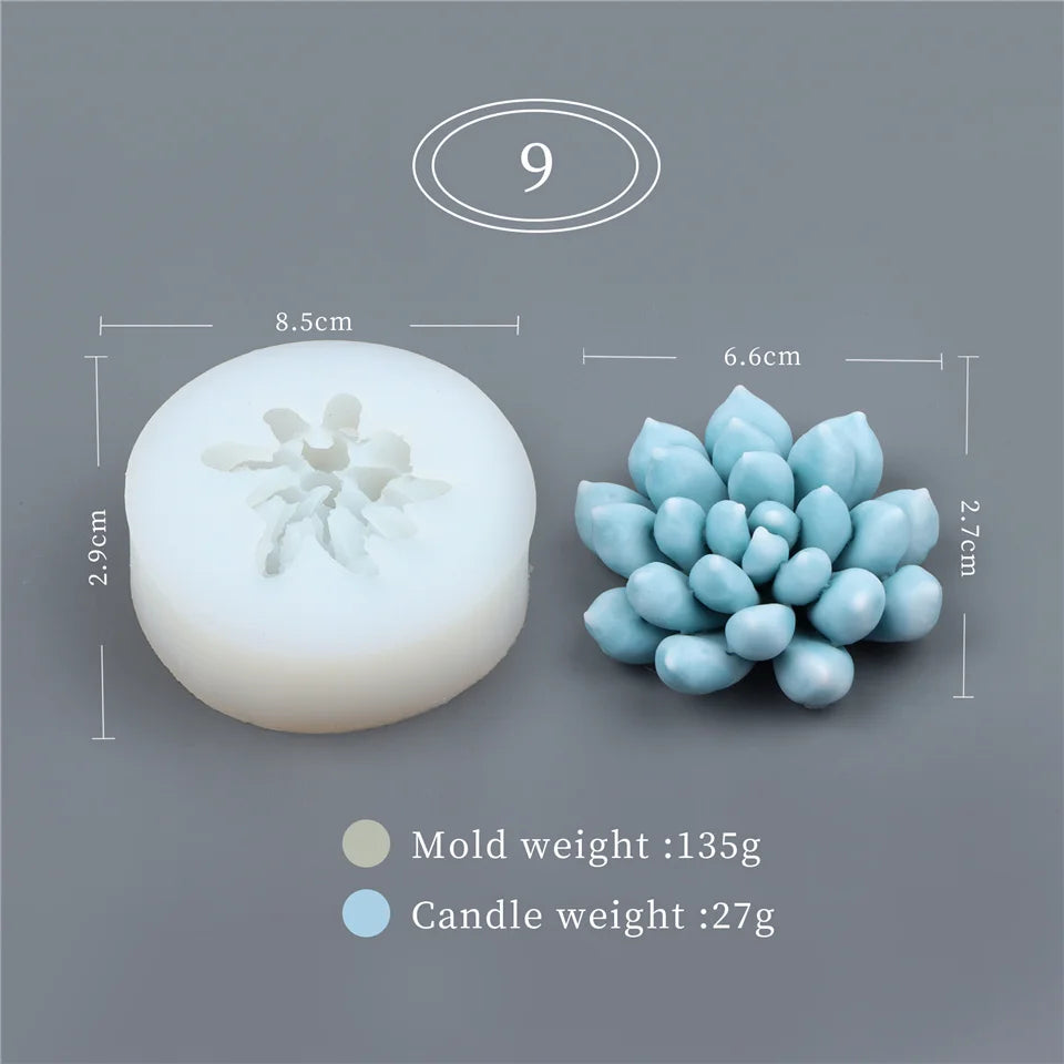 17 Styles Succulent Plants Silicone Candle Mold Eucalyptus Decorating Tools Wax 3D DIY - Your Ritual Hub 