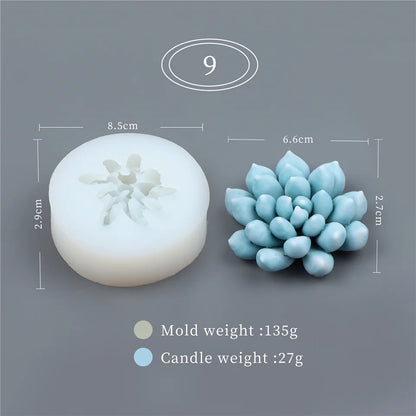 17 Styles Succulent Plants Silicone Candle Mold Eucalyptus Decorating Tools Wax 3D DIY
