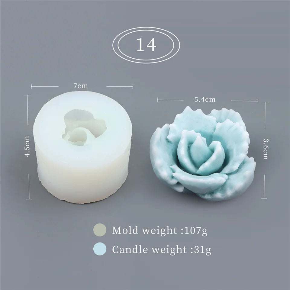 17 Styles Succulent Plants Silicone Candle Mold Eucalyptus Decorating Tools Wax 3D DIY - Your Ritual Hub 