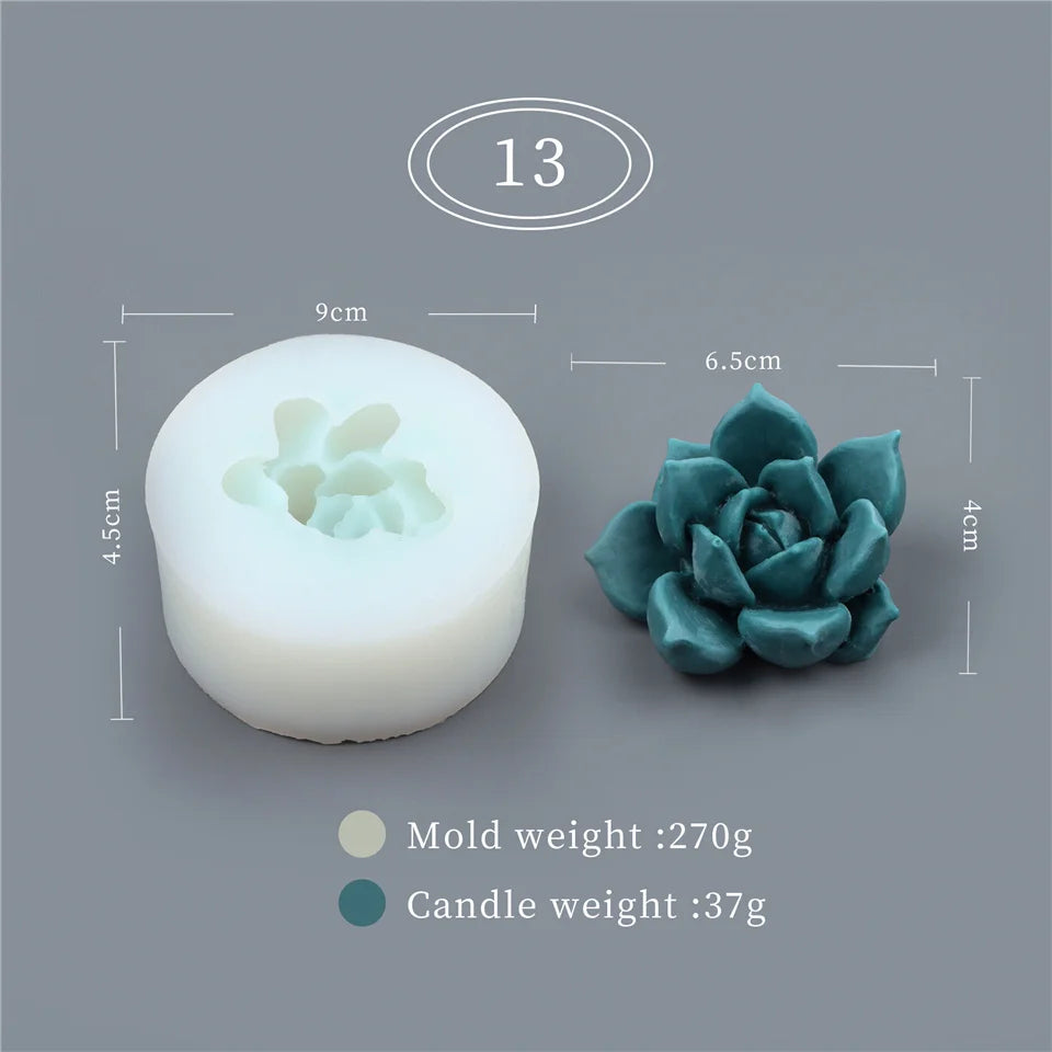 17 Styles Succulent Plants Silicone Candle Mold Eucalyptus Decorating Tools Wax 3D DIY - Your Ritual Hub 