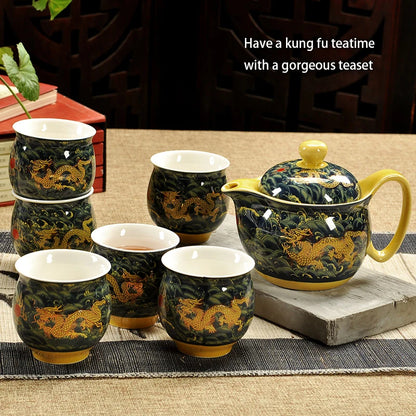 Chinese Ceramic Tea Set Kung Fu Porcelain Tea Cup Pot Set