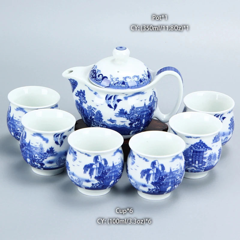 Chinese Ceramic Tea Set Kung Fu Porcelain Tea Cup Pot Set