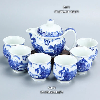 Chinese Ceramic Tea Set Kung Fu Porcelain Tea Cup Pot Set