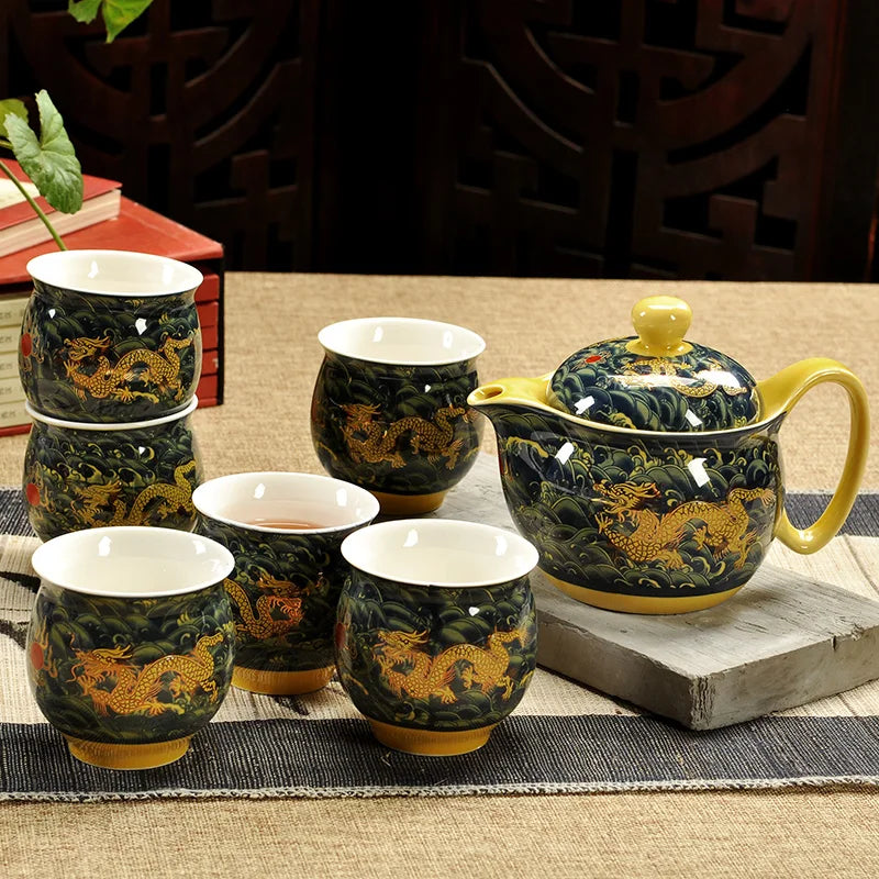 Chinese Ceramic Tea Set Kung Fu Porcelain Tea Cup Pot Set