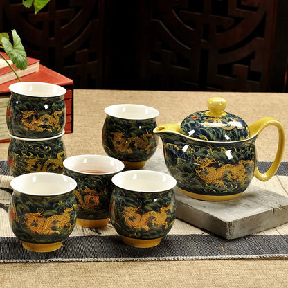 Chinese Ceramic Tea Set Kung Fu Porcelain Tea Cup Pot Set