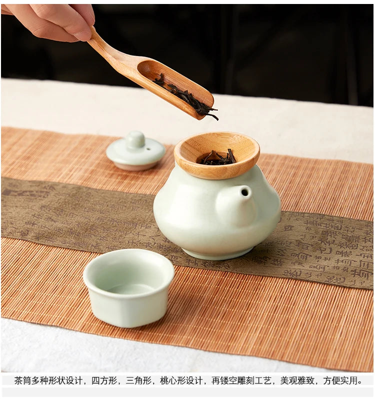 Handmade Kung Fu Tea Sets Vintage Puer Knife Spoon Tea Tools Set Tea Ceremony Utensils Chinese Bamboo Clip Strainer 6pc/set