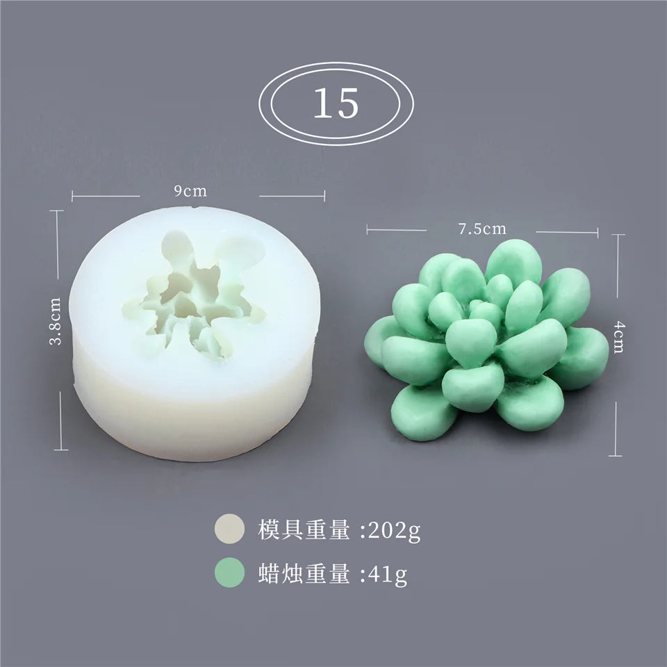 17 Styles Succulent Plants Silicone Candle Mold Eucalyptus Decorating Tools Wax 3D DIY - Your Ritual Hub 
