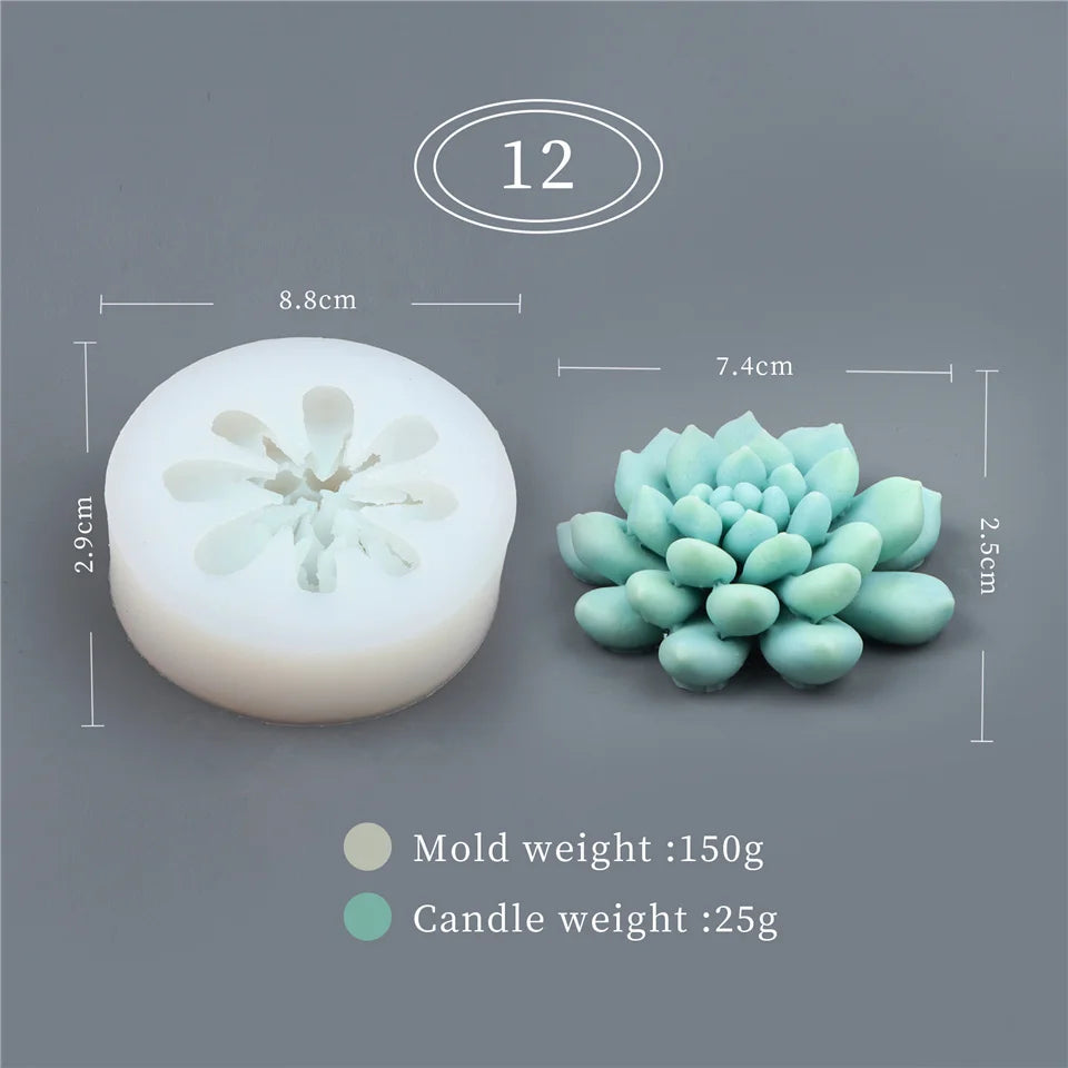 17 Styles Succulent Plants Silicone Candle Mold Eucalyptus Decorating Tools Wax 3D DIY - Your Ritual Hub 