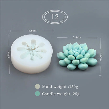 17 Styles Succulent Plants Silicone Candle Mold Eucalyptus Decorating Tools Wax 3D DIY