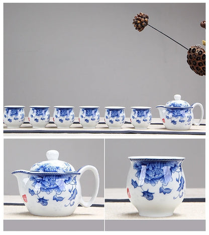 Chinese Ceramic Tea Set Kung Fu Porcelain Tea Cup Pot Set