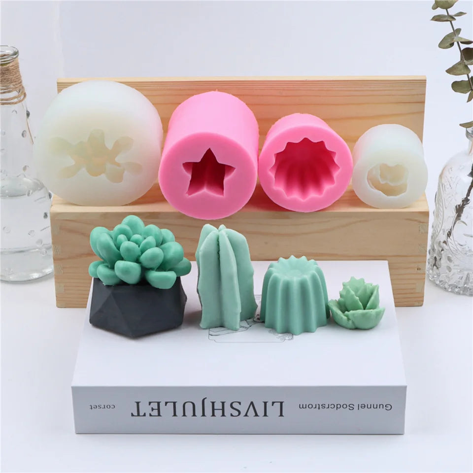 17 Styles Succulent Plants Silicone Candle Mold Eucalyptus Decorating Tools Wax 3D DIY - Your Ritual Hub 