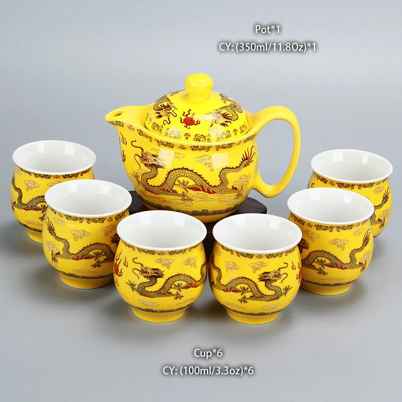 Chinese Ceramic Tea Set Kung Fu Porcelain Tea Cup Pot Set