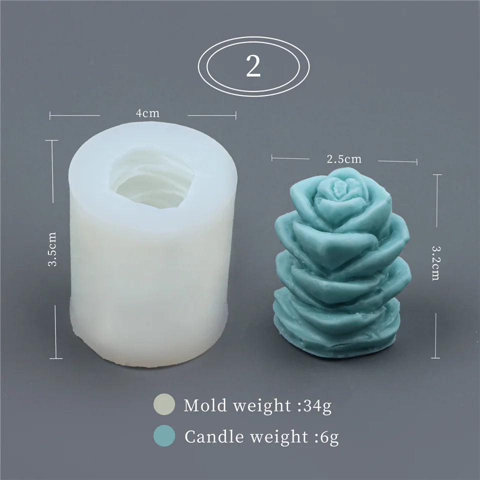 17 Styles Succulent Plants Silicone Candle Mold Eucalyptus Decorating Tools Wax 3D DIY - Your Ritual Hub 