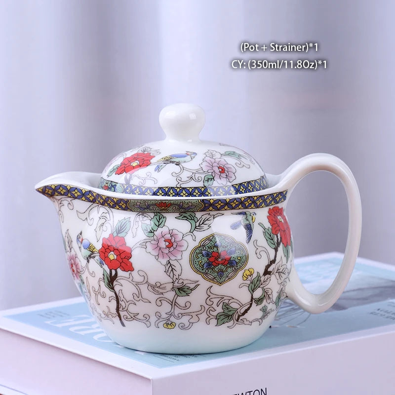 Chinese Ceramic Tea Set Kung Fu Porcelain Tea Cup Pot Set