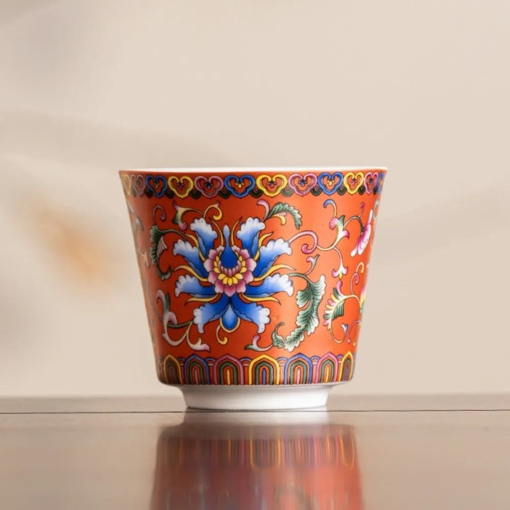 6pcs/set Kung Fu Tea Set Flower Tea Cup Chinese Style Vintage Ceramic