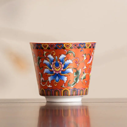 6pcs/set Kung Fu Tea Set Flower Tea Cup Chinese Style Vintage Ceramic