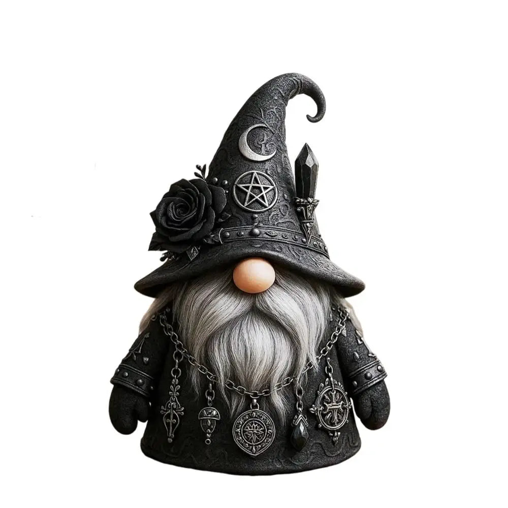 Gothic Wizard Gnome Figurine – Mystical Resin Statue