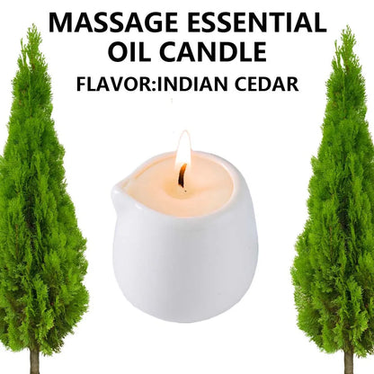 Ceramic Massage Oil Candle Indian Cedar Woody Warm Scented Low Melt Body Massage Candle Warm Oil Skin Nourishing