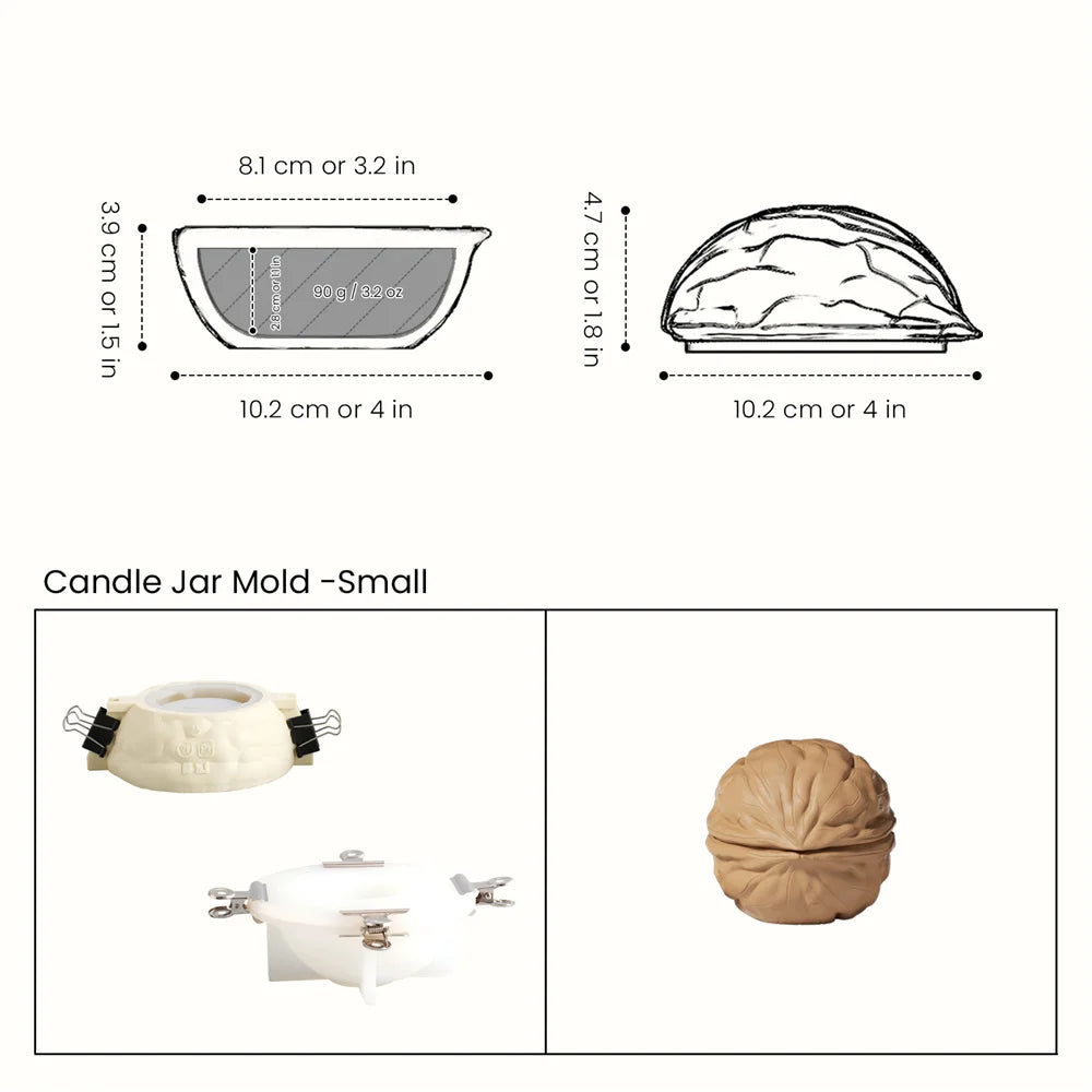 Walnut Shell Silicone Candle Mold – Reusable Candle Jar & Refill Mold
