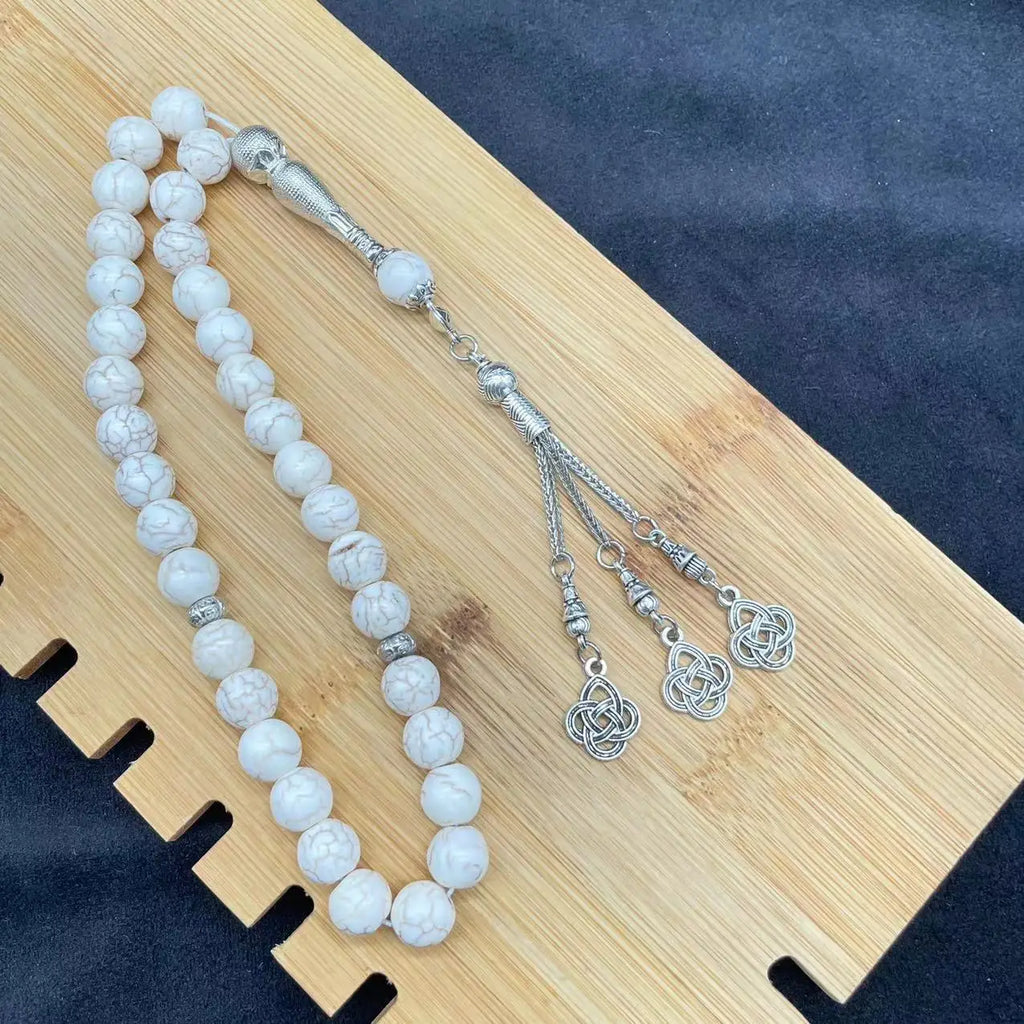 Islamic Prayer Beads – 33 Natural Stone Misbaha | Tasbih | Ramadan & Eid Gift