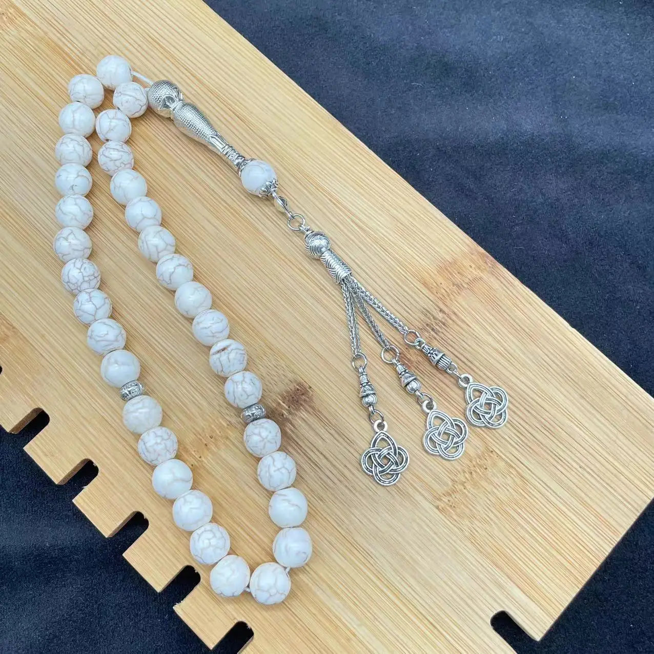 Islamic Prayer Beads – 33 Natural Stone Misbaha | Tasbih | Ramadan & Eid Gift