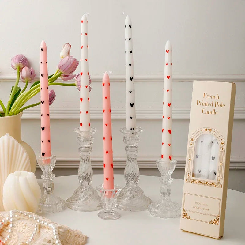 European Printed Long Taper Candles — Smokeless