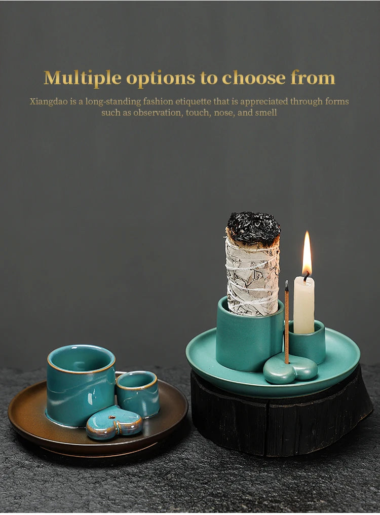 4-in-1 Ceramic Incense & Sage Burner Set - Your Ritual Hub 