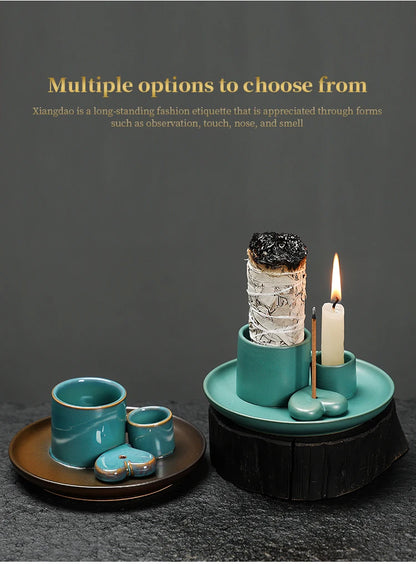 4-in-1 Ceramic Incense & Sage Burner Set