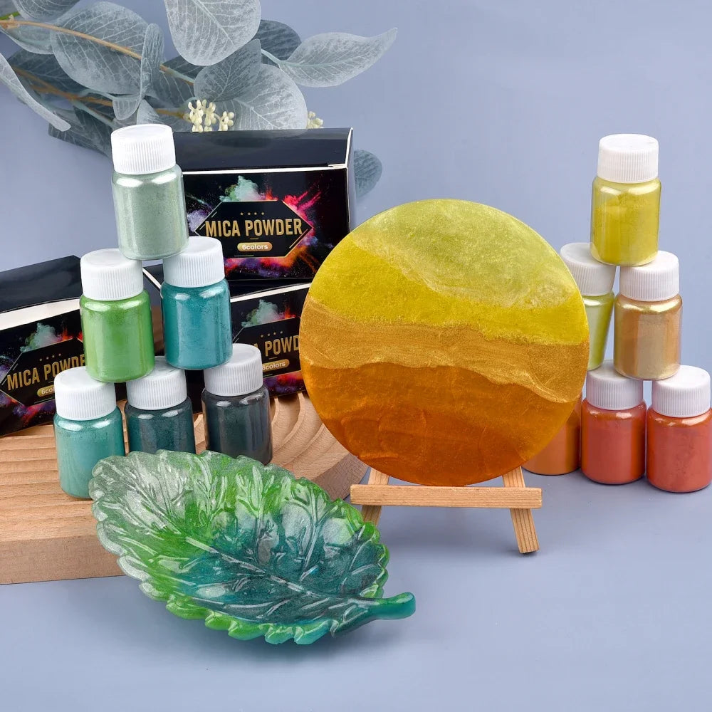 6-Colour Pearlescent Mica Powder Set for DIY Crafts