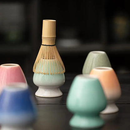 Ceramic Japanese Matcha Whisk & Teaspoon Holder Stand