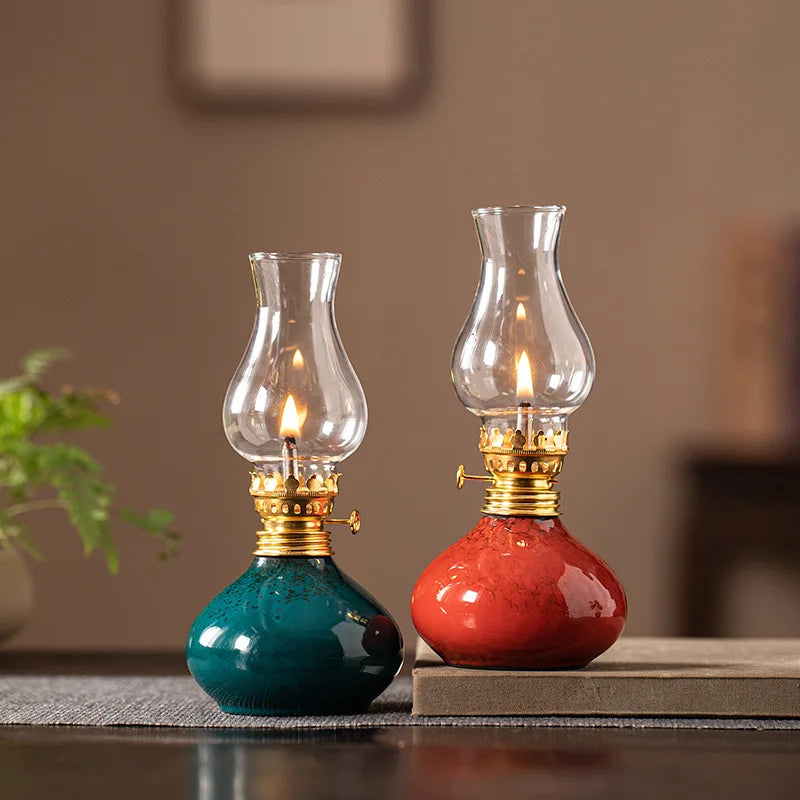 Traditional Ceramic Butter Oil Lamp - Aromatic Incense Burner and Ambient Night Light - Your Ritual Hub 