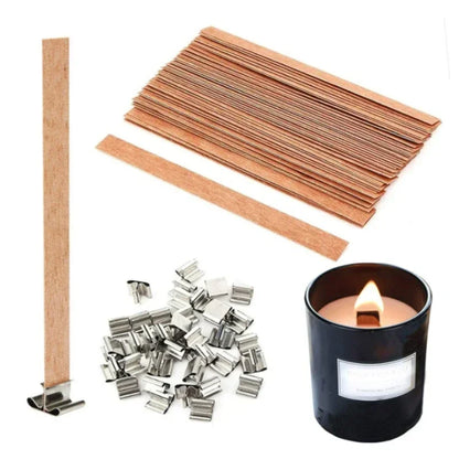 Natural Wooden Candle Wicks with Sustainers — DIY Supply
